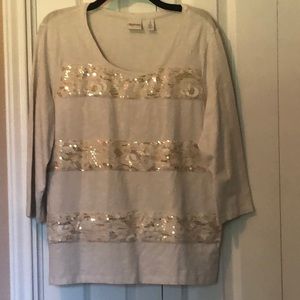 Chico’s Sequined T-shirt Size 3